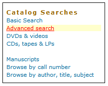 Advanced Search Screen